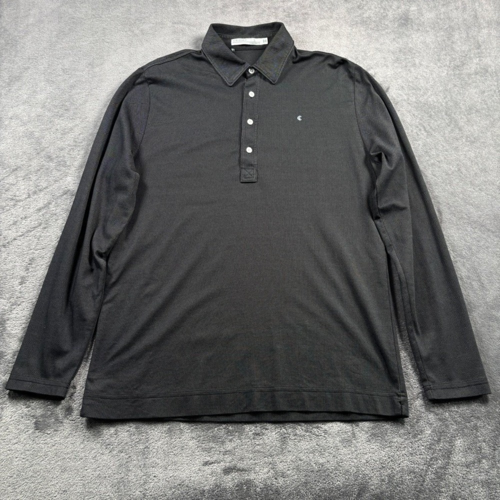 Criquet Polo Shirt Mens M Black Long Sleeve Pima Cotton Regular Fit Preppy